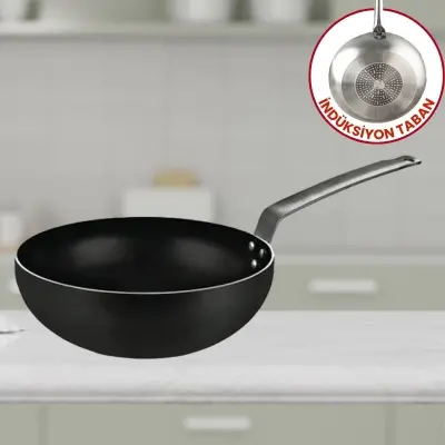 Evren 32 Cm Gusto Dark İndüksiyonlu Wok Tava